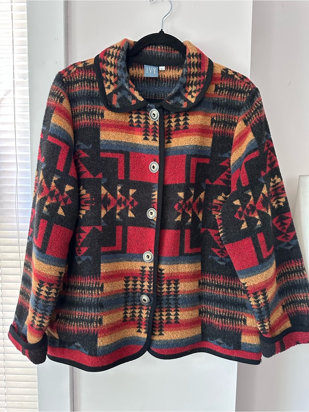 Vintage IVY Southwestern Aztec Wool Blend Jacket Sz L